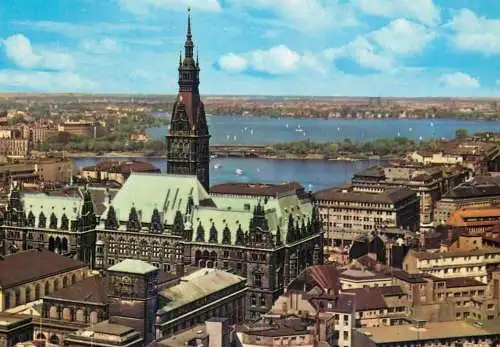 Navigation sailing vessels & boats themed postcard Hamburg city hall