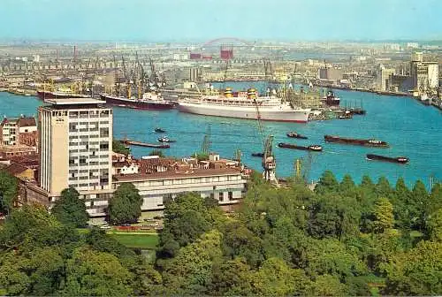 Navigation sailing vessels & boats themed postcard Rotterdam harbour crane ocean liner