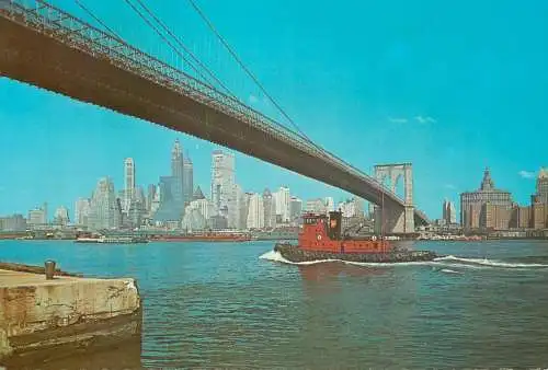 Navigation sailing vessels & boats themed postcard New York City bridge