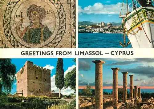 Navigation sailing vessels & boats themed postcard Limassol Cyprus