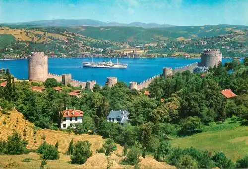 Navigation sailing vessels & boats themed postcard Istanbul Bosphore fortress