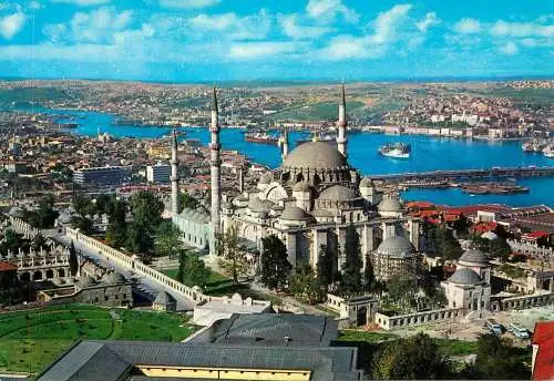 Navigation sailing vessels & boats themed postcard Istanbul Suleiman mosque