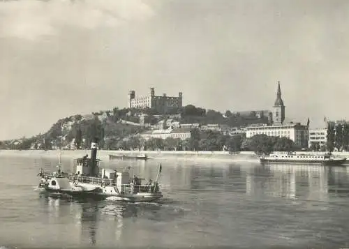 Navigation sailing vessels & boats themed postcard Bratislava castle paddle steamer