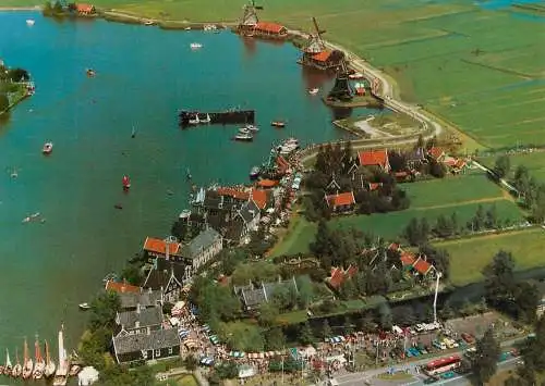 Navigation sailing vessels & boats themed postcard aerial view Zaanse Schans Netherland