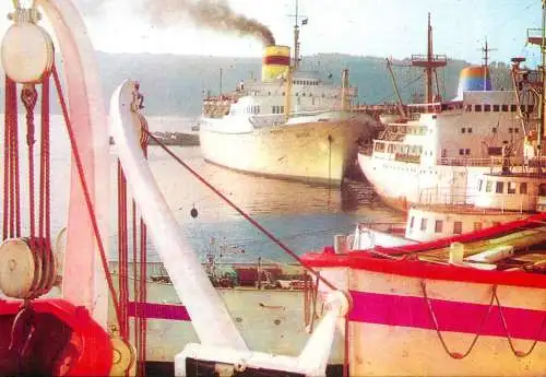 Navigation sailing vessels & boats themed postcard Varna harbour ocean liner