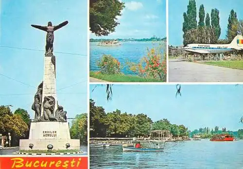 Navigation sailing vessels & boats themed postcard Romania Bucharest lake plane