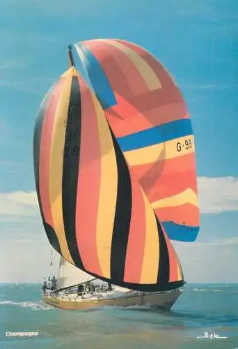 Navigation sailing vessels & boats themed postcard Champagne West German class ocean racer