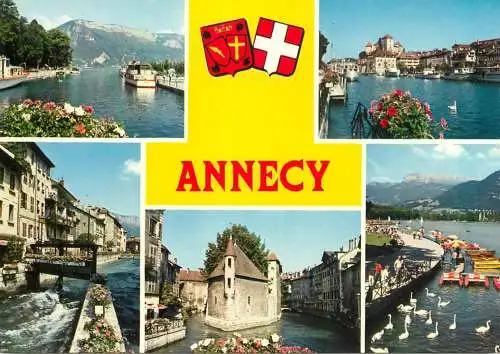 Navigation sailing vessels & boats themed postcard Lac d' Annecy hydrobicycle