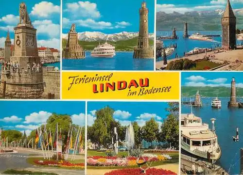 Navigation sailing vessels & boats themed postcard Lindau im Bodensee lighthouse cruise ship