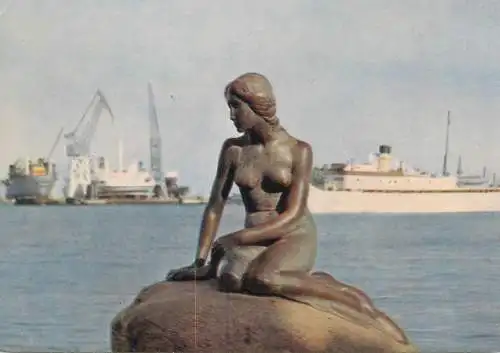 Navigation sailing vessels & boats themed postcard Copenhagen Denmark mermaid statue