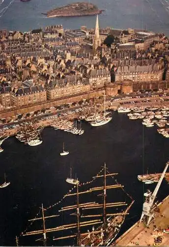 Navigation sailing vessels & boats themed postcard Saint Malo harbour aerial