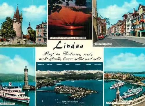 Navigation sailing vessels & boats themed postcard Lindau lighthouse pleasure cruise