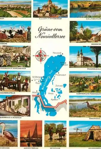 Navigation sailing vessels & boats themed postcard Neusiedlersee map yacht