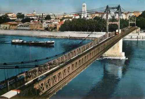 Navigation sailing vessels & boats themed postcard Valence Drome Rhone bridge