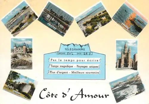 Navigation sailing vessels & boats themed postcard telegramme Cote d' Amour