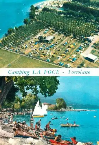 Navigation sailing vessels & boats themed postcard camping La Foce Toscolano yacht