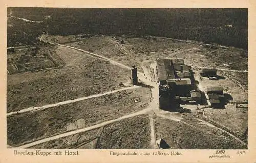 Germany Brocken-Kuppe mit Hotel aerial view