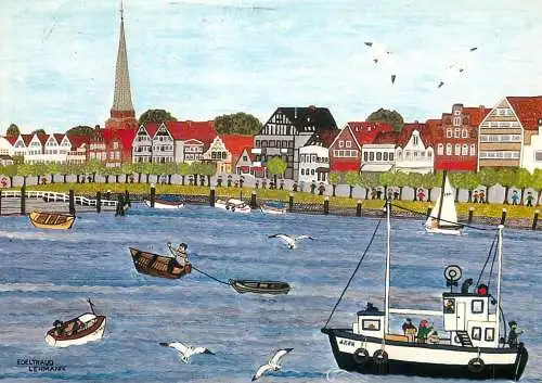 Navigation sailing vessels & boats themed postcard Vorderreihe in Travemunde