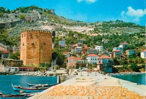 Navigation sailing vessels & boats themed postcard Alanya Turkiye Kizil Kule