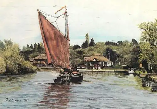 Navigation sailing vessels & boats themed postcard Horning Norfolk Broads