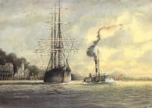 Navigation sailing vessels & boats themed postcardSS Great Britain leaving Penarth Dock