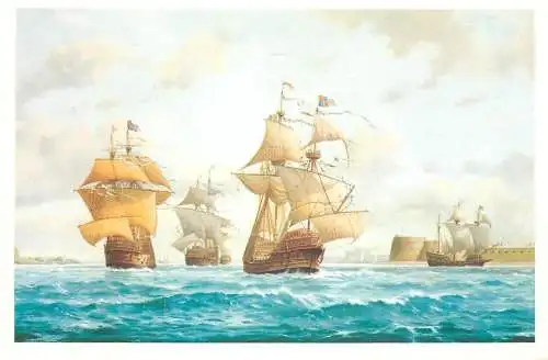 Navigation sailing vessels & boats themed postcard the Mary Rose and Henry Grace a Dieu Portsmouth harbour