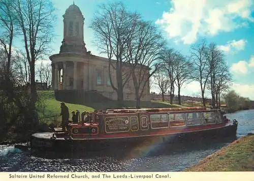 Navigation sailing vessels & boats themed postcard Soltaire United Reformed Church Leeds Liverpool canal barge