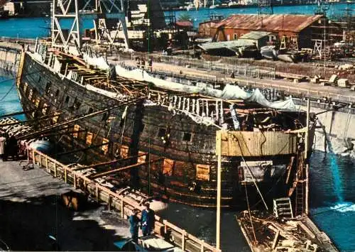 Navigation sailing vessels & boats themed postcard Vasa warship Stockholm 1963