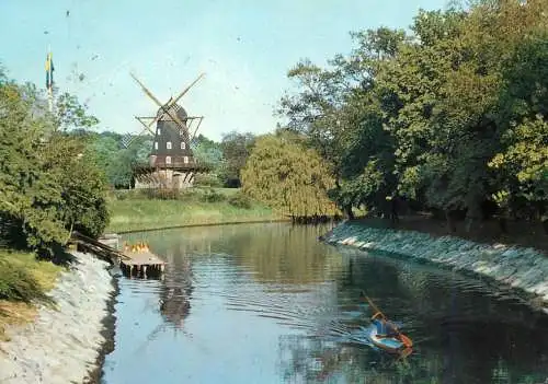 Navigation sailing vessels & boats themed postcard Malmo chanel and windmill
