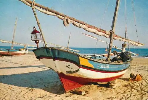 Navigation sailing vessels & boats themed postcard Portugal Algarve Monte Gordo fishing vessel