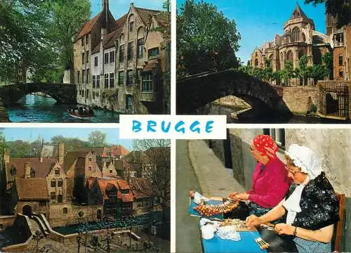 Navigation sailing vessels & boats themed postcard Brugges traditional costume chanel boats