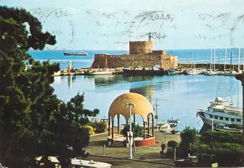 Navigation sailing vessels & boats themed postcard Rhodos harbourpartial view
