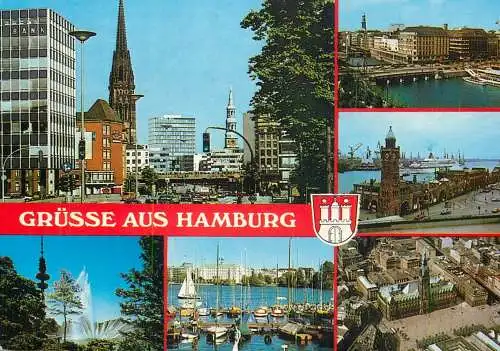Navigation sailing vessels & boats themed postcard Hamburg harbour