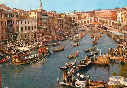 Navigation sailing vessels & boats themed postcard Venice Canal Grande Regata storica gondola