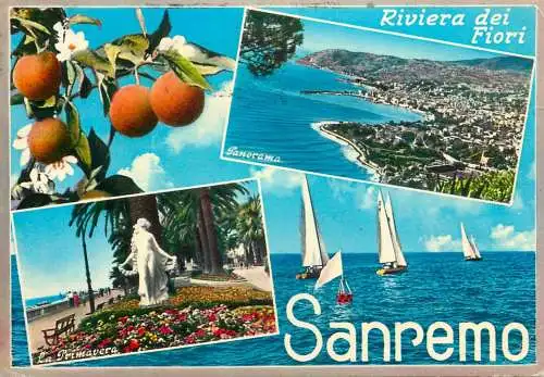 Navigation sailing vessels & boats themed postcard Sanremo riviera dei fiori