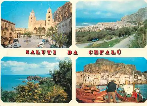 Navigation sailing vessels & boats themed postcard Cefalu harbour boats