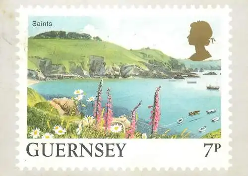 Navigation sailing vessels & boats themed postcard Guernsey harbour stamp 7p