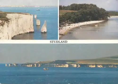Navigation sailing vessels & boats themed postcard Studland cliffs fishing vessel