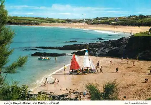 Navigation sailing vessels & boats themed postcard Harlyn Bay St. Merryn Padstow Cornwall