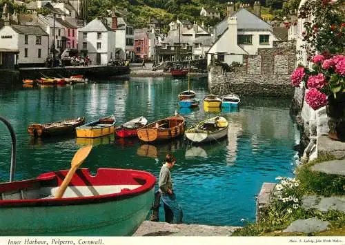 Navigation sailing vessels & boats themed postcard Polperro harbour