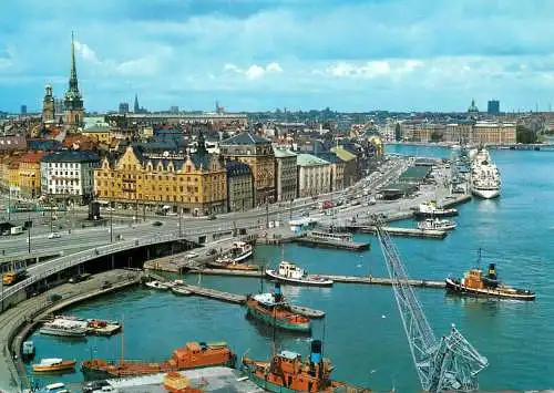 Navigation sailing vessels & boats themed postcard Stockholm Skeppsbron