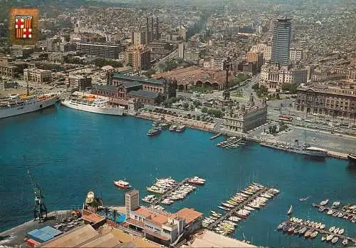 Navigation sailing vessels & boats themed postcard Barcelona harbour