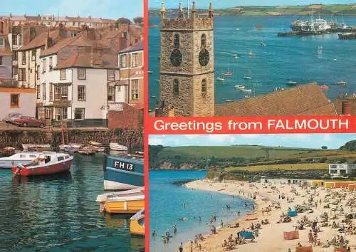 Navigation sailing vessels & boats themed postcard Falmouth clocktower