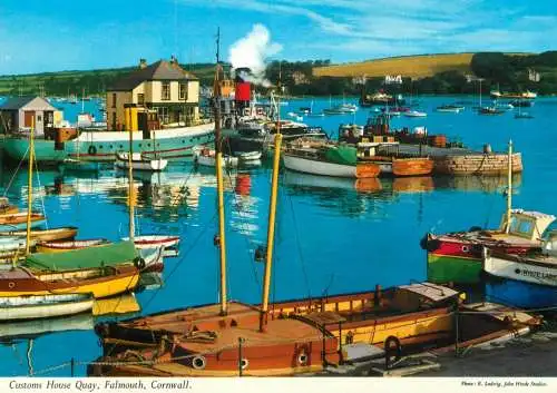 Navigation sailing vessels & boats themed postcard Cornwall custom house Quay Falmouth