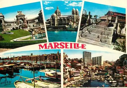 Navigation sailing vessels & boats themed postcard Marseille harbour