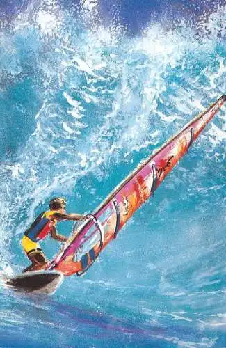 Navigation sailing vessels & boats themed postcard wind surfing