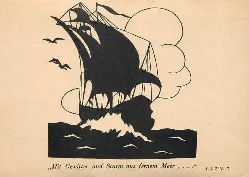 Navigation sailing vessels & boats themed postcard Mit Gewitter und Sturm aus fernem Meer