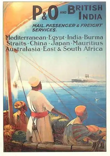 Navigation sailing vessels & boats themed postcard sea voyage P&O British India ocean liner