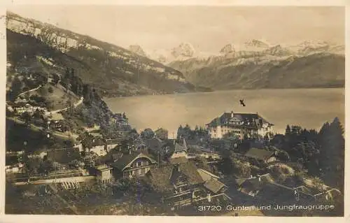 Postcard Switzerland Gunten und Jungfraugruppe