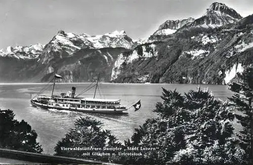 Postcard Switzerland Vierwaldstattersee Dampfer Stadt Luzern